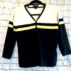 ⭐️ Good Clothes black white & yellow long sleeve Henley sweater women L